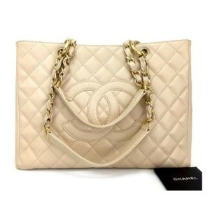 100% Auth Chanel Shopping Tote Quilted Caviar Skin